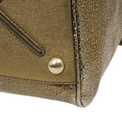 Pre Owned Saint Laurent Paris Metallic Gold Leather Medium Majorelle Tote Bag