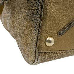 Pre Owned Saint Laurent Paris Metallic Gold Leather Medium Majorelle Tote Bag