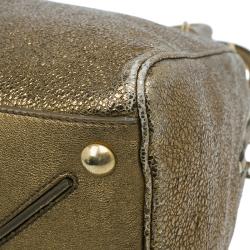 Pre Owned Saint Laurent Paris Metallic Gold Leather Medium Majorelle Tote Bag