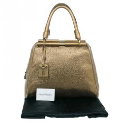 Pre Owned Saint Laurent Paris Metallic Gold Leather Medium Majorelle Tote Bag