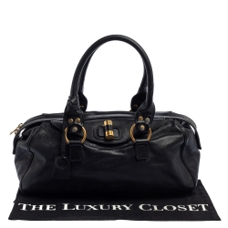 Pre Owned حقيبة ايف سان لوران موسي بولر جلد أسود