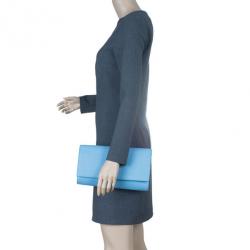 Pre Owned Saint Laurent Paris Blue Classic Y-Line Clutch Bag