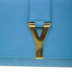 Pre Owned Saint Laurent Paris Blue Classic Y-Line Clutch Bag