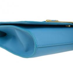 Pre Owned Saint Laurent Paris Blue Classic Y-Line Clutch Bag