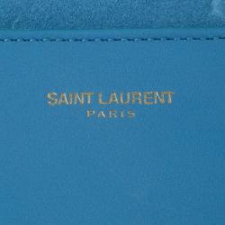 Pre Owned Saint Laurent Paris Blue Classic Y-Line Clutch Bag