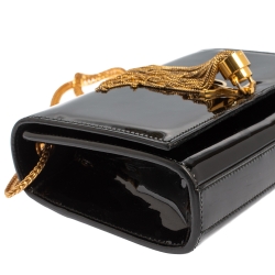 Pre Owned Saint Laurent Black Patent Leather Small Kate Tassel Crossbody Bag