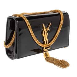 Pre Owned Saint Laurent Black Patent Leather Small Kate Tassel Crossbody Bag