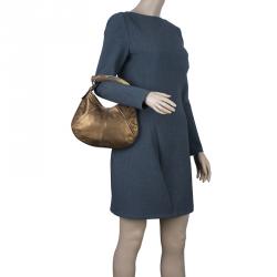Pre Owned Saint Laurent Paris Bronze Leather Small Mombasa Hobo Bag