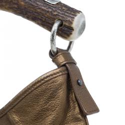 Pre Owned Saint Laurent Paris Bronze Leather Small Mombasa Hobo Bag