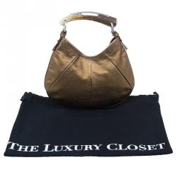 Pre Owned Saint Laurent Paris Bronze Leather Small Mombasa Hobo Bag