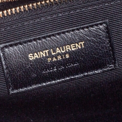 Pre Owned Saint Laurent Black Chevron Quilted Leather Monogram Envelope Shoulder Bag