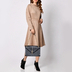 Pre Owned Saint Laurent Black Chevron Quilted Leather Monogram Envelope Shoulder Bag