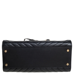 Pre Owned حقيبة يد سان لوران كاباس جلد ماتيلاس مونوغرامي أسود متوسطة