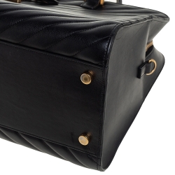 Pre Owned حقيبة يد سان لوران كاباس جلد ماتيلاس مونوغرامي أسود متوسطة