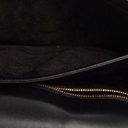 Pre Owned Saint Laurent Black Leather Medium Monogram Université Flap Shoulder Bag