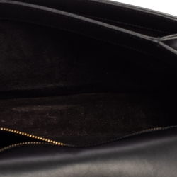 Pre Owned Saint Laurent Black Leather Medium Monogram Université Flap Shoulder Bag