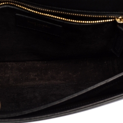 Pre Owned Saint Laurent Black Leather Medium Monogram Université Flap Shoulder Bag