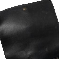 Pre Owned Saint Laurent Black Leather Medium Monogram Université Flap Shoulder Bag