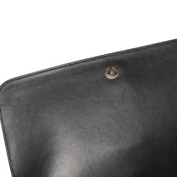 Pre Owned Saint Laurent Black Leather Medium Monogram Université Flap Shoulder Bag