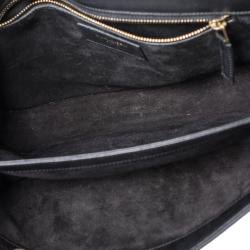 Pre Owned Saint Laurent Black Leather Medium Monogram Université Flap Shoulder Bag