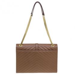 Pre Owned Saint Laurent Paris Brown Leather Cassandre Shoulder Bag