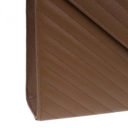 Pre Owned Saint Laurent Paris Brown Leather Cassandre Shoulder Bag