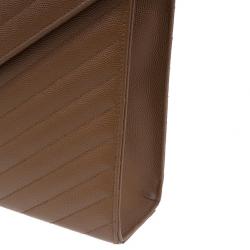 Pre Owned Saint Laurent Paris Brown Leather Cassandre Shoulder Bag