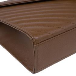 Pre Owned Saint Laurent Paris Brown Leather Cassandre Shoulder Bag