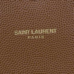 Pre Owned Saint Laurent Paris Brown Leather Cassandre Shoulder Bag