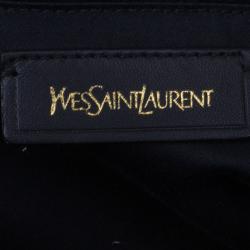 Pre Owned Saint Laurent Paris Blue Patent Leather Oversize Muse Tote