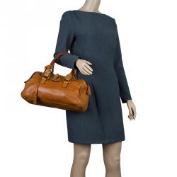 Pre Owned Saint Laurent Paris Tan Leather Muse Bowler Bag