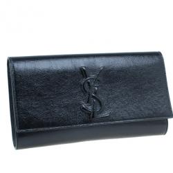 Pre Owned Saint Laurent Paris Black Leather Belle De Jour Flap Clutch
