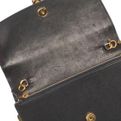 Pre Owned Saint Laurent Black Leather Small Kate Heart Chain Bag