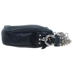 Pre Owned Saint Laurent Paris Black Leather Chain Wristlet