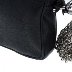 Pre Owned Saint Laurent Paris Black Leather Chain Wristlet