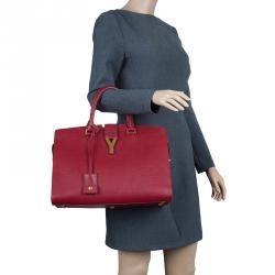 Pre Owned حقيبة سان لوران باريس كاباس شيك جلد أحمر متوسطة