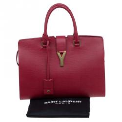 Pre Owned حقيبة سان لوران باريس كاباس شيك جلد أحمر متوسطة