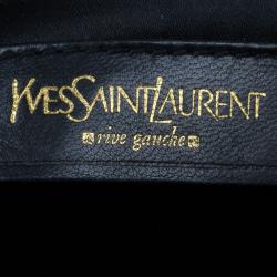 Pre Owned Saint Laurent Paris Blue Croc-Embossed Large Muse Bag