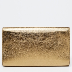 Pre Owned Saint Laurent Gold Leather Belle De Jour Clutch