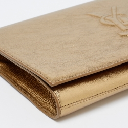 Pre Owned Saint Laurent Gold Leather Belle De Jour Clutch