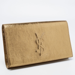 Pre Owned Saint Laurent Gold Leather Belle De Jour Clutch