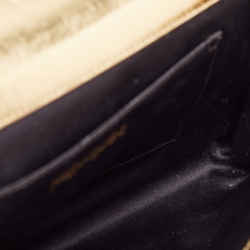 Pre Owned Saint Laurent Gold Leather Belle De Jour Clutch
