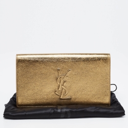 Pre Owned Saint Laurent Gold Leather Belle De Jour Clutch