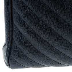 Pre Owned Saint Laurent Paris Black Matelasse Leather Cassandre Shopper Tote
