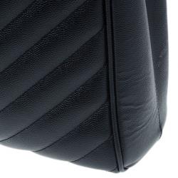 Pre Owned Saint Laurent Paris Black Matelasse Leather Cassandre Shopper Tote