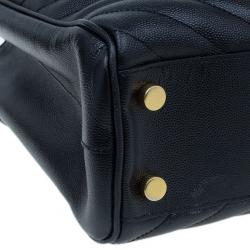 Pre Owned Saint Laurent Paris Black Matelasse Leather Cassandre Shopper Tote