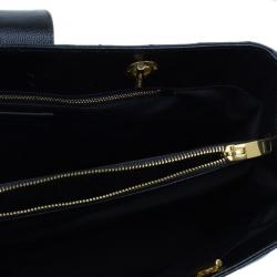 Pre Owned Saint Laurent Paris Black Matelasse Leather Cassandre Shopper Tote