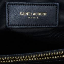 Pre Owned Saint Laurent Paris Black Matelasse Leather Cassandre Shopper Tote