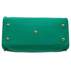 Pre Owned Saint Laurent Paris Green Leather Small Ligne Y Cabas Tote