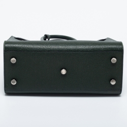 Pre Owned Saint Laurent Dark Green Pebbled Leather Baby Classic Sac De Jour Tote